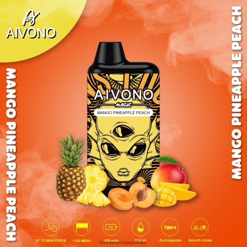 Vape Shop Białystok - Aivono AIM MAGIC Papieros w pudełku ustnym 5800 mango ananas brzoskwinia VB00FF88