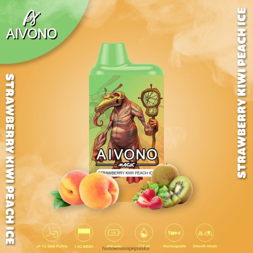 Vape Shop Kraków - Aivono AIM MAGIC Papieros w pudełku ustnym 5800 lód truskawkowy kiwi brzoskwiniowy VB00FF96