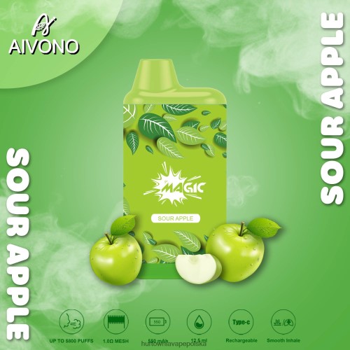 Vape Shop Wrocław - Aivono AIM MAGIC Papieros w pudełku ustnym 5800 kwaśne jabłko VB00FF87
