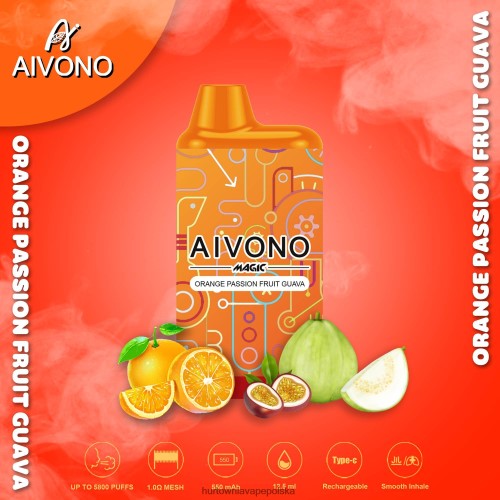 Wapować Kupic - Aivono AIM MAGIC Papieros w pudełku ustnym 5800 pomarańczowa guawa z marakui VB00FF90