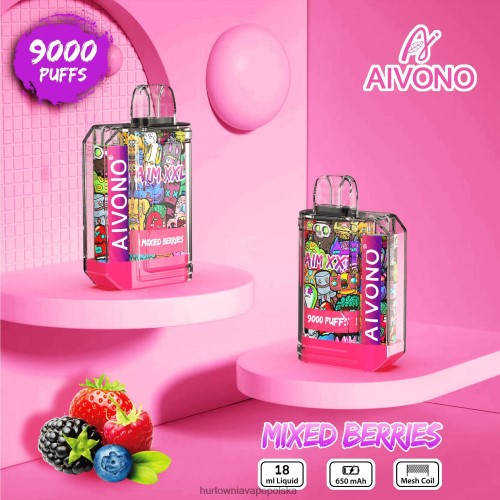 Hurtownia Vape Polska - Aivono AIM XXL Przezroczysta naklejka na usta 9000 mieszane jagody VB00FF51