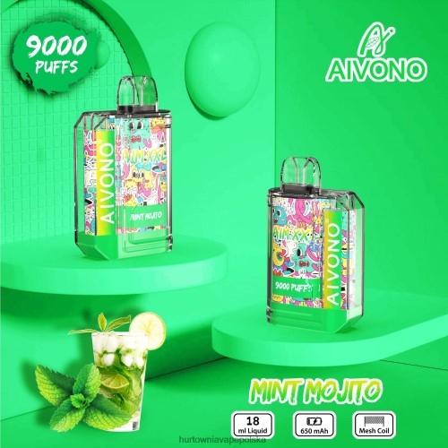 Vape Shop Lublin - Aivono AIM XXL Przezroczysta naklejka na usta 9000 miętowe mojito VB00FF55