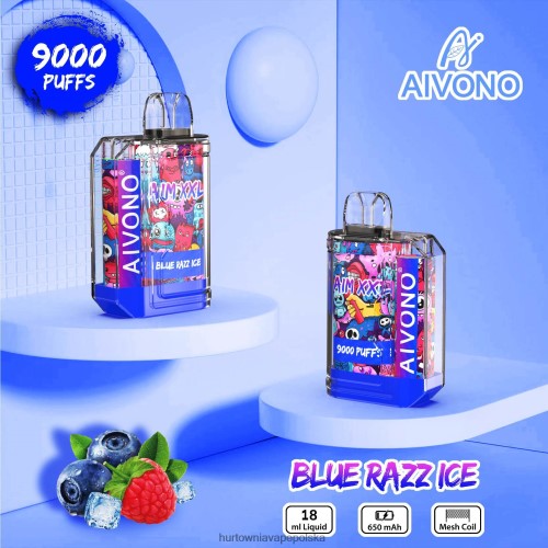 Vape Shop Warszawa - Aivono AIM XXL Przezroczysta naklejka na usta 9000 niebieski razz lód VB00FF54