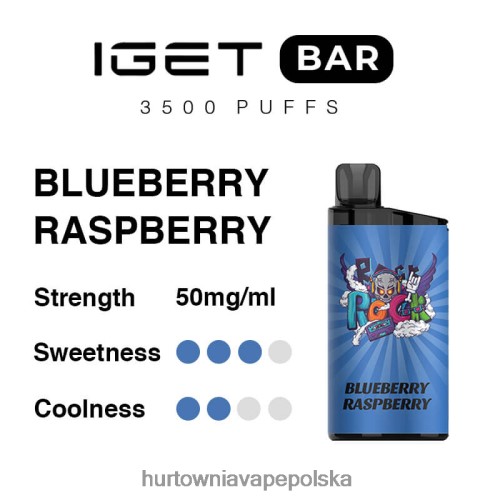 Hurtownia Vape PL - jagoda malina VPNZX92 IGET BAR 3500 5% nikotyny