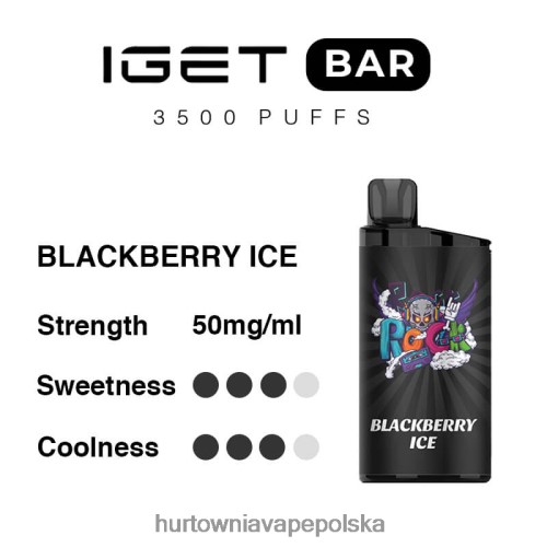 Hurtownia Vape Polska - lód jeżynowy VPNZX91 IGET BAR 3500 5% nikotyny