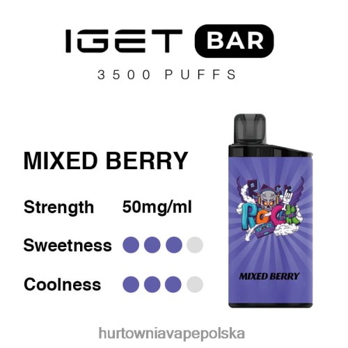Vape Shop Warszawa - zmiksowane jagody VPNZX94 IGET BAR 3500 5% nikotyny