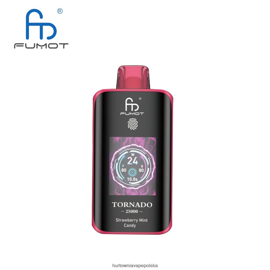 Vape Shop Lublin - Fumot Tornado 25000 jednorazowych waporyzatorów cukierek truskawkowo-miętowy 46PH2X15