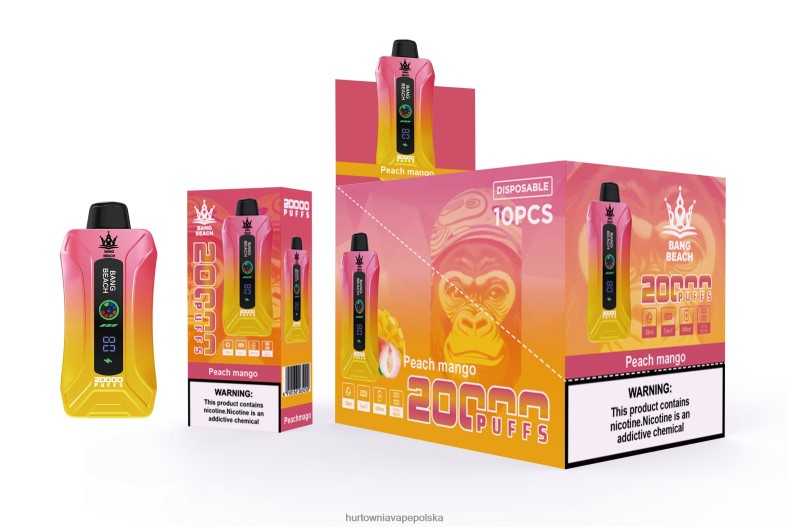 Hurtownia Vape PL - Bang Beach Waporyzator z inteligentnym ekranem o wydajności 20000 zaciągnięć brzoskwiniowe mango J66LVB2