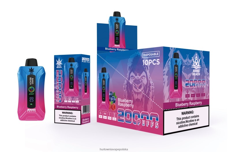 Hurtownia Vape PL - Bang Beach Waporyzator z inteligentnym ekranem o wydajności 20000 zaciągnięć jagoda malina J66LVB12