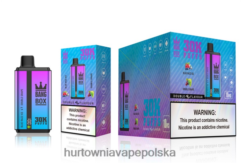 Vape Shop Warszawa - Bang Box 30000 puszek w dwóch smakach niebieski razz lód i podwójne winogrono J66LVB72