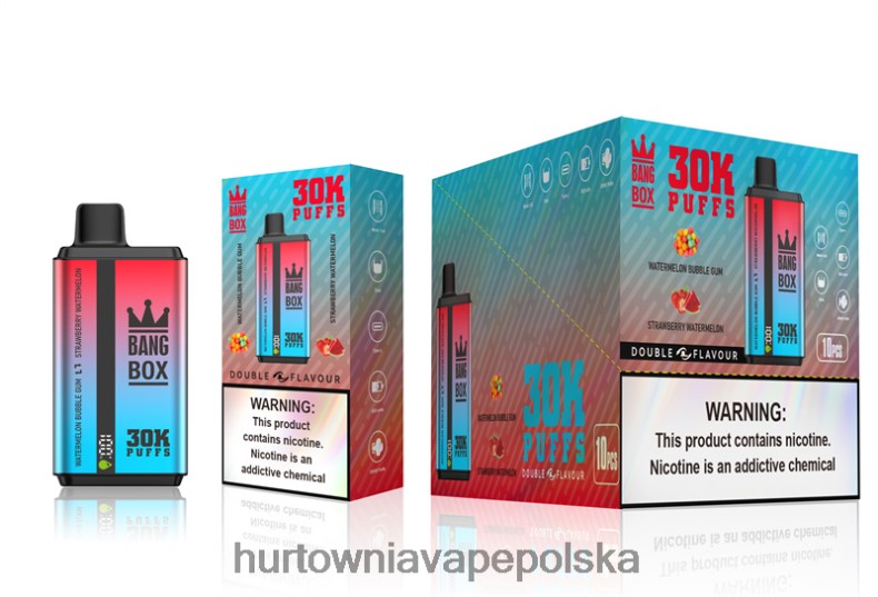 Wapować Kupic - Bang Box 30000 puszek w dwóch smakach arbuzowa guma balonowa i arbuz truskawkowy J66LVB68