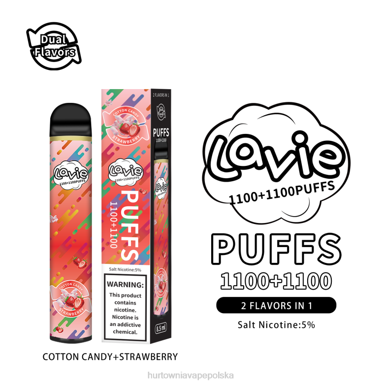 Vape Tech Poland - LAVIE BAR Switch 2200 zaciągnięć 8R2Z293 wata cukrowa/truskawka