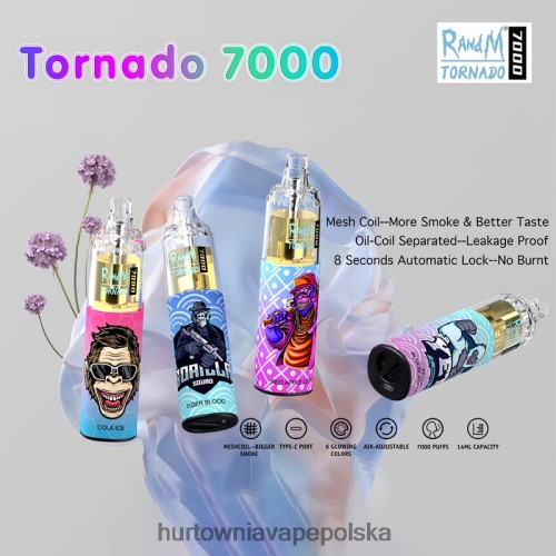 Hurtownia Vape Polska - jednorazowe VPNZX1 RandM Tornado 7000 5%
