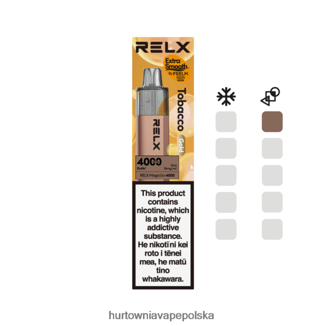 Hurtownia Vape PL - RELX MagicGo 4000 jednorazowych waporyzatorów tytoń (złoty) F0T6062