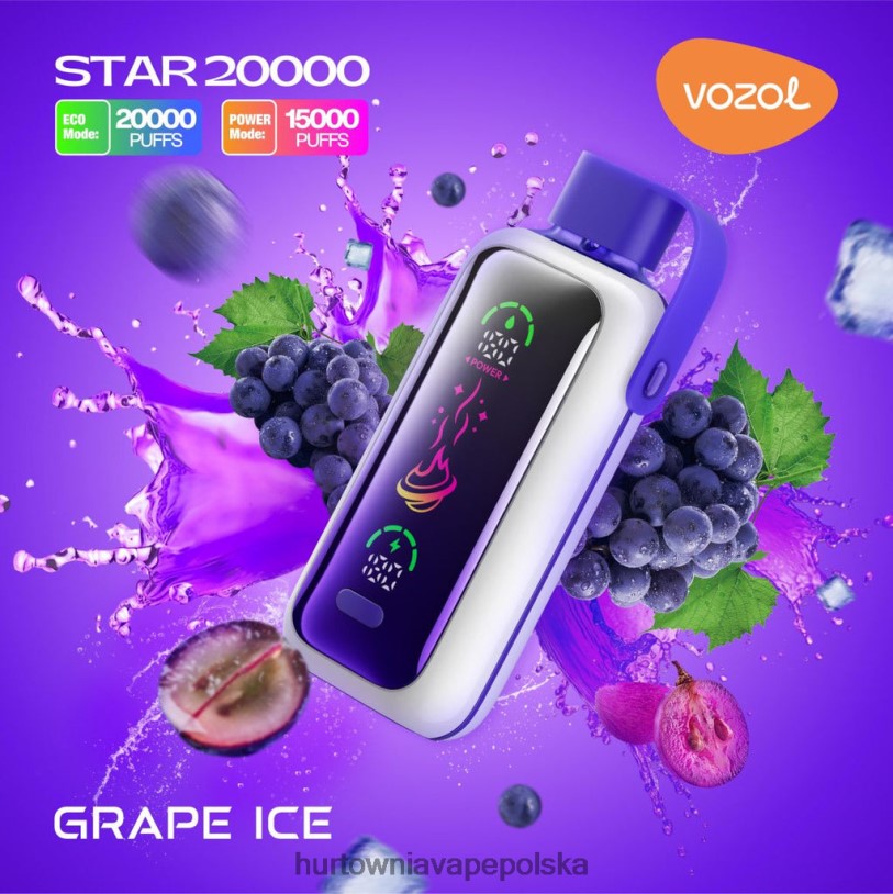 Hurtownia Vape W Polsce - VOZOL STAR 20000 ZRJDD9 lód winogronowy