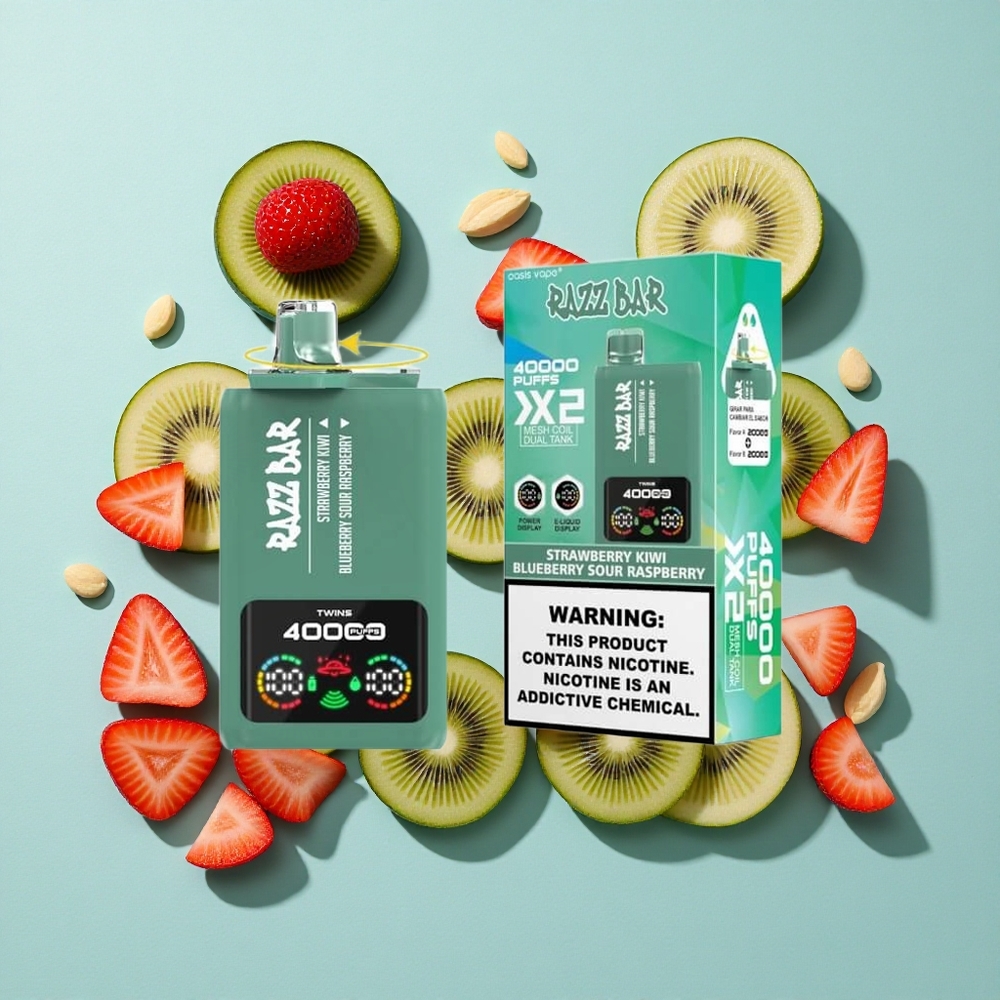 Razz Bar 40000 Zaciągnięć Fragola Kiwi_Mirtillo Lampone Acido Wyświetlacz Mocy