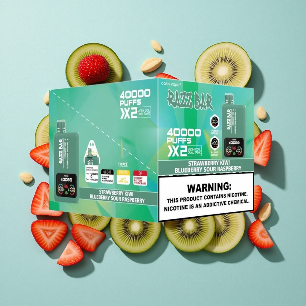 Razz Bar 40000 Zaciągnięć Fragola Kiwi_Mirtillo Lampone Acido Wyświetlacz Mocy