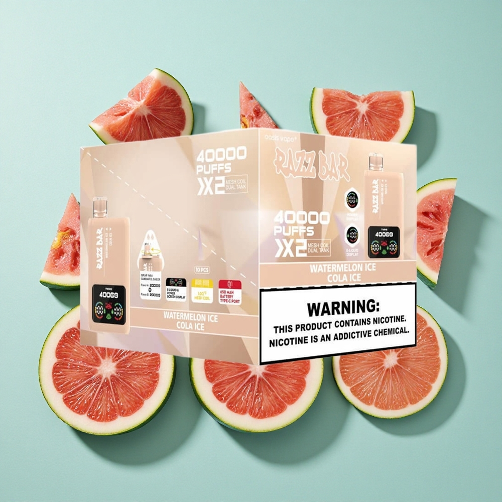 Razz Bar 40000 Zaciągnięć Jednorazowy Vape Arbuzowy Lód_Lodowa Cola 1.0 Ohm Mesh Coil