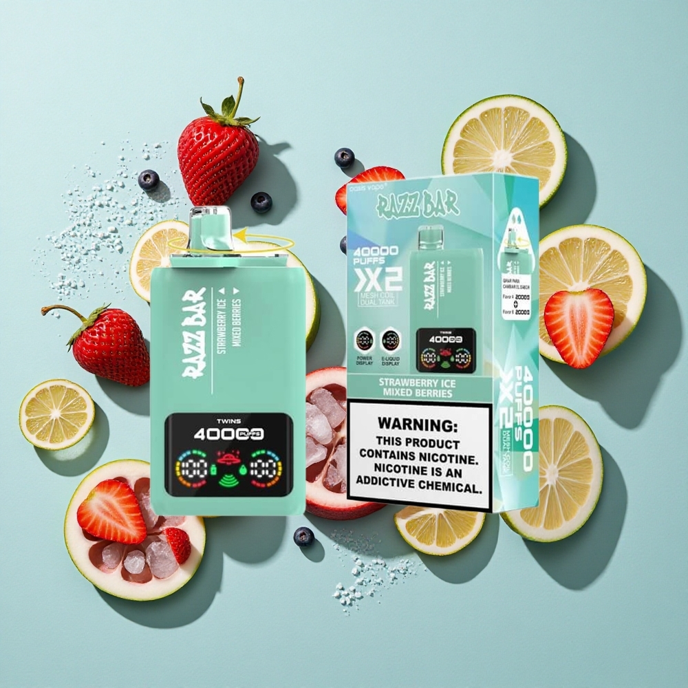 Razz Bar 40000 Zaciągnięć Jednorazowy Vape Fragola Ghiaccio_Bacche Miste Wyświetlacz Mocy