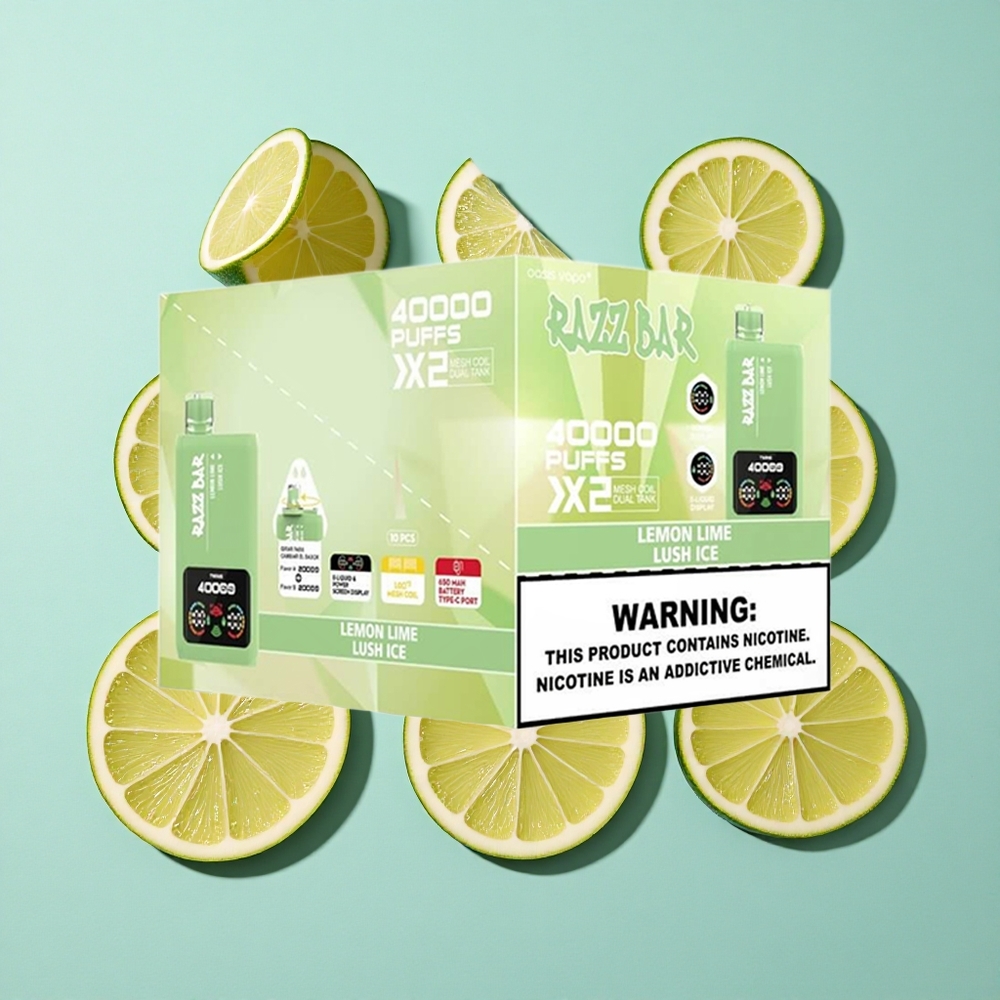 Razz Bar 40000 Zaciągnięć Jednorazowy Vape Limone Lime_Ghiaccio Lussureggiante Wyświetlacz Mocy