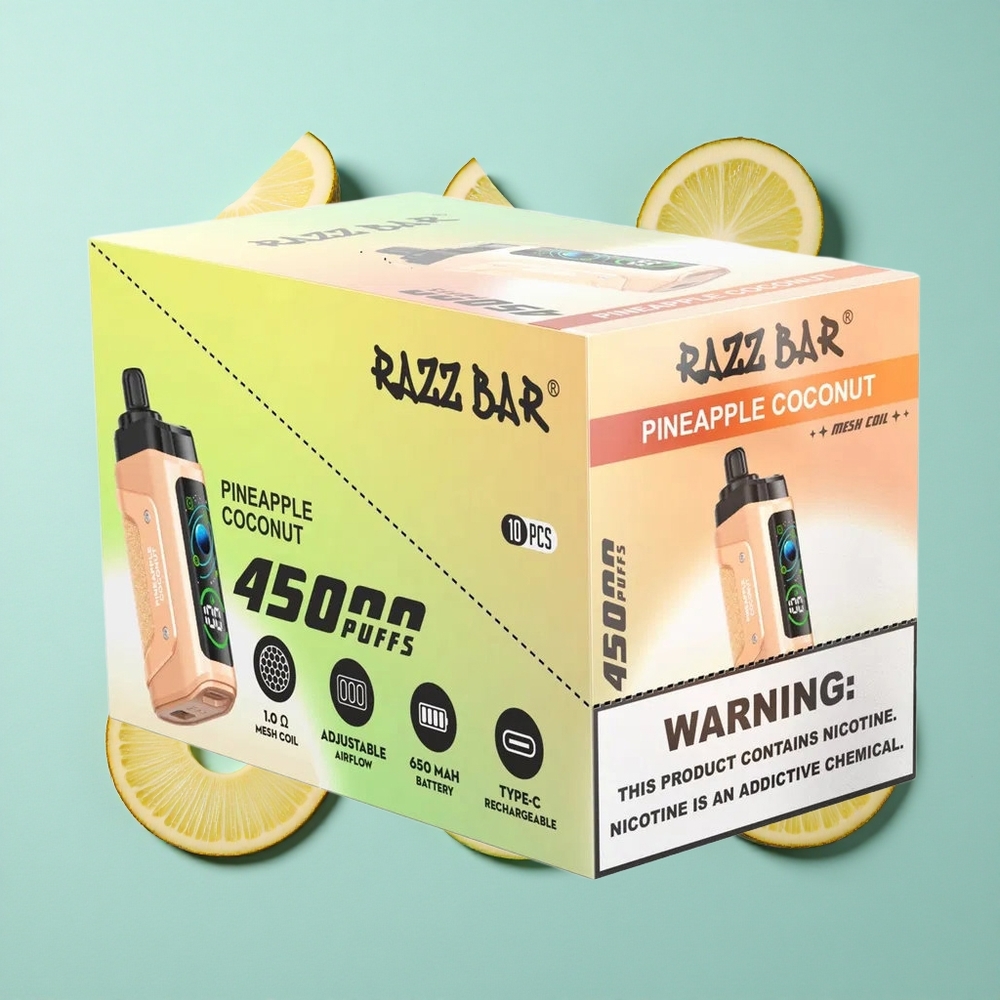 Razz Bar 45000 Zaciągnięć Jednorazowy Vape Ananas Kokosowy Typ-C Ładowany