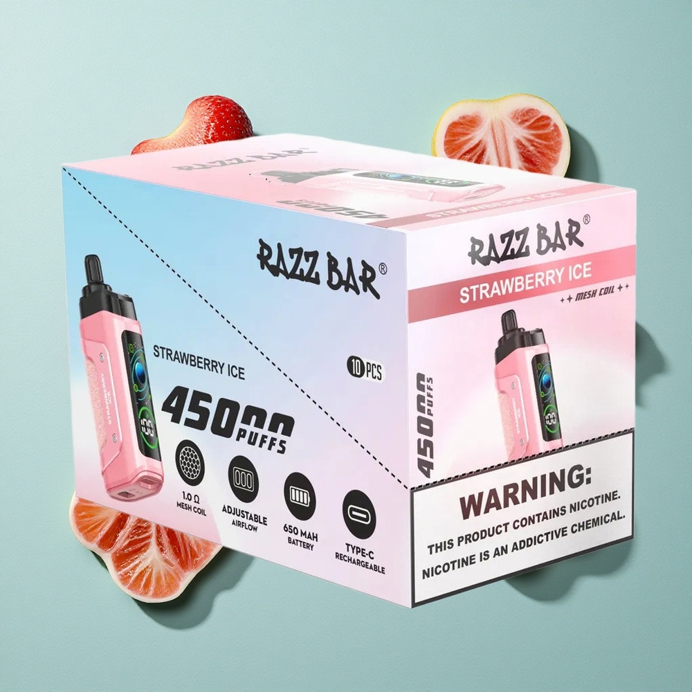 Razz Bar 45000 Zaciągnięć Jednorazowy Vape Fragola Ghiaccio 1.0 Ohm Mesh Coil