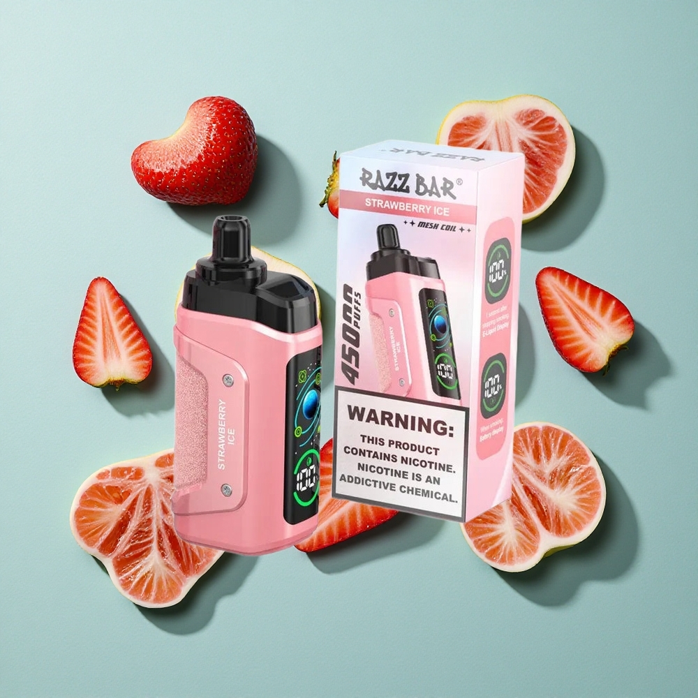 Razz Bar 45000 Zaciągnięć Jednorazowy Vape Fragola Ghiaccio 1.0 Ohm Mesh Coil