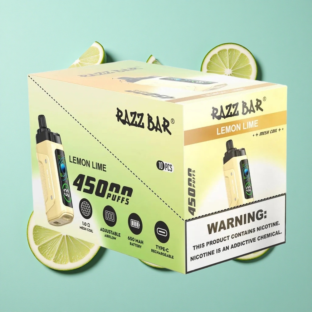 Razz Bar 45000 Zaciągnięć Jednorazowy Vape Lemon Lime Tipo-C Ricaricabile