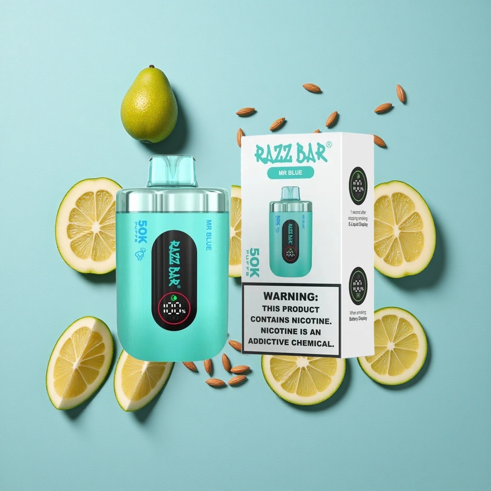 Razz Bar 50000 Zaciągnięć Jednorazowy VapeMr Blu Tipo-C Ricaricabile 1.0 Ohm Mesh Coil