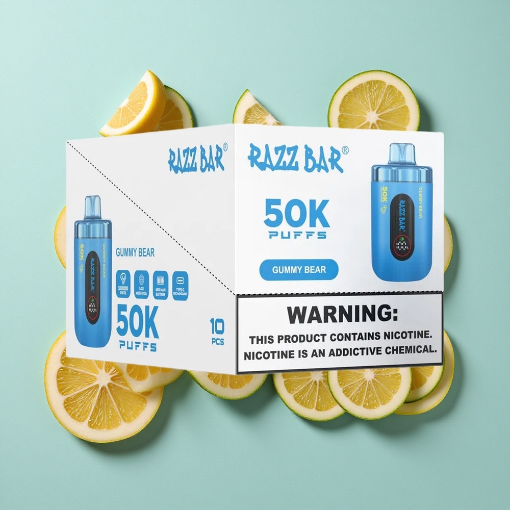 Razz Bar 50K Zaciągnięć Gummy Bear 2% Zawartość Nikotyny Jednorazowy Vape