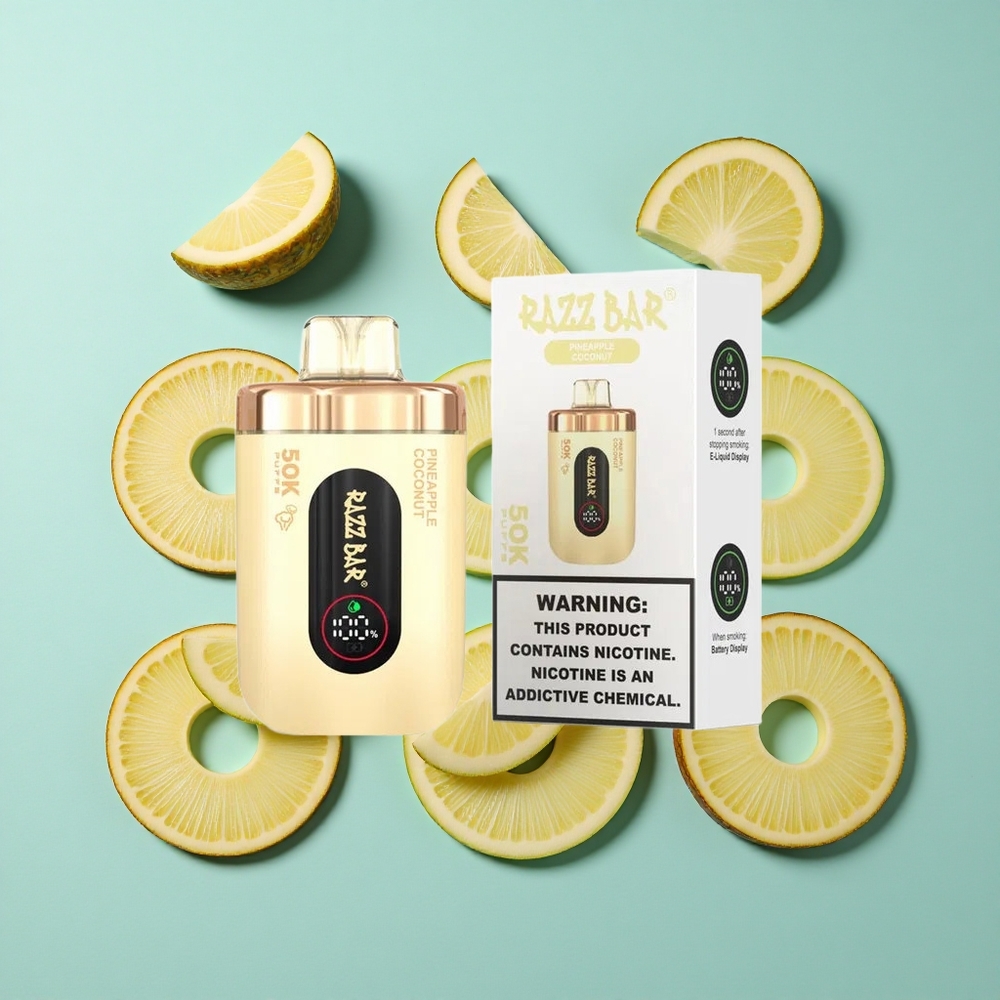 Razz Bar 50K Zaciągnięć Jednorazowy Vape Ananas Kokos 1.0 Ohm Mesh Coil