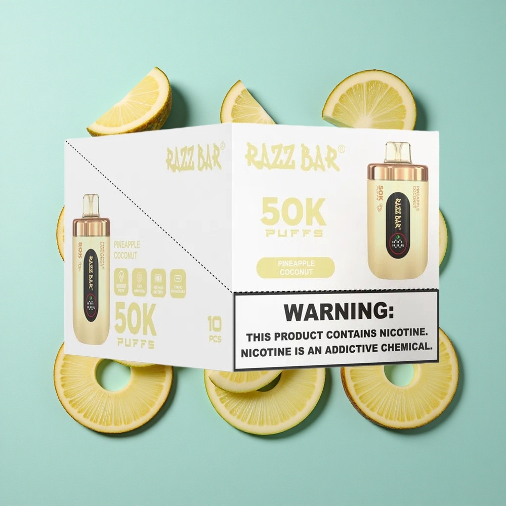 Razz Bar 50K Zaciągnięć Jednorazowy Vape Ananas Kokos 1.0 Ohm Mesh Coil