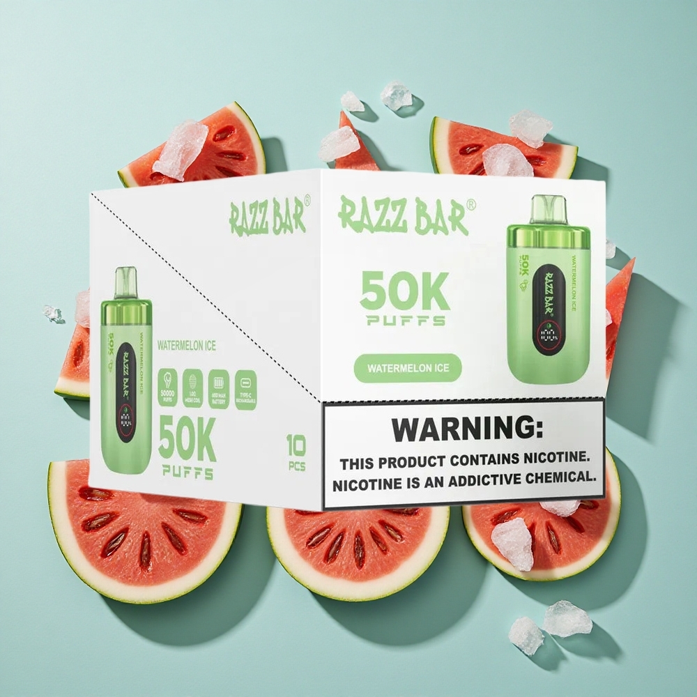 Razz Bar 50K Zaciągnięć Jednorazowy Vape Arbuz Lodowy Typ-C Ładowany