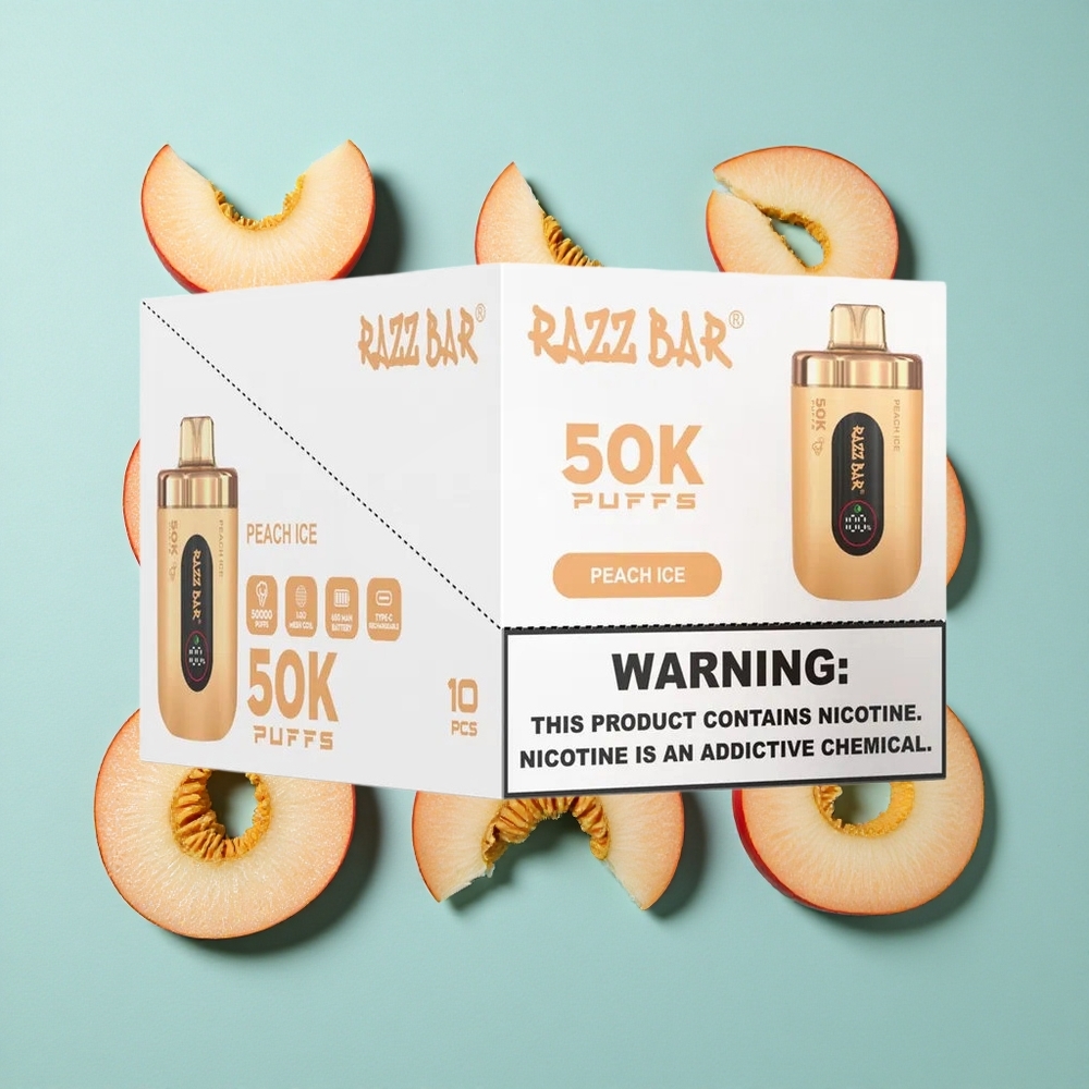 Razz Bar 50K Zaciągnięć Jednorazowy Vape Brzoskwiniowy Lód z 2% Nikotyny