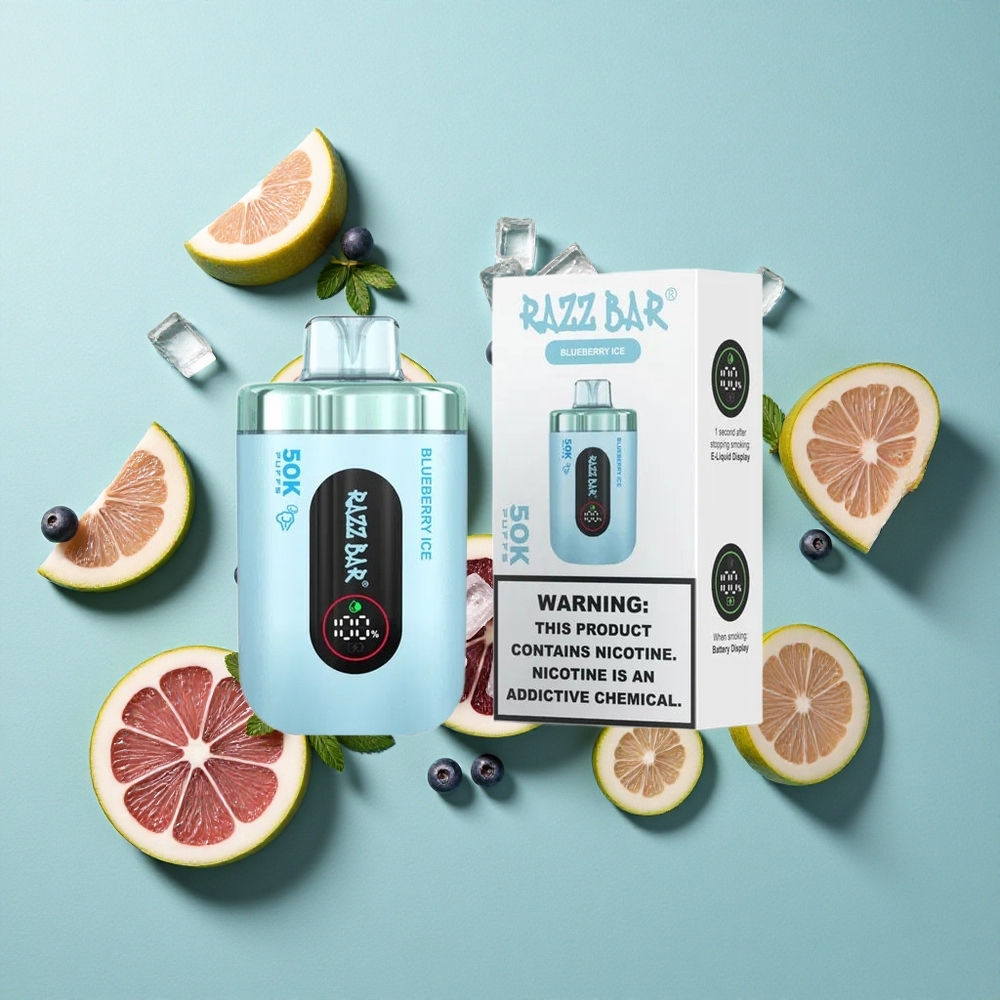 Razz Bar 50K Zaciągnięć Jednorazowy Vape Mirtillo Ghiaccio 1.0 Ohm Mesh Coil