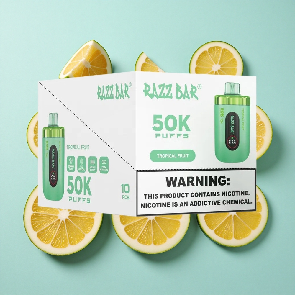 Razz Bar 50K Zaciągnięć Jednorazowy Vape Owoce tropikalne Tipo-C Ricaricabile