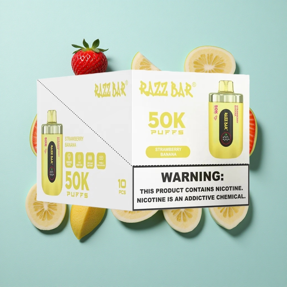 Razz Bar 50K Zaciągnięć Strawberry Banana Jednorazowy Vape 50000 Zaciągnięć