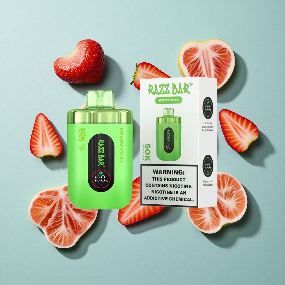Razz Bar 50K Zaciągnięć Truskawkowy lód Jednorazowy Vape 2% Zawartość Nikotyny