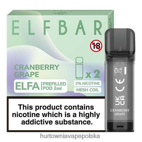 Vape Shop Warszawa - winogrono żurawinowe VPNZX334 ELFBAR Elfa ampułko-napełniona kapsułka - 2ml - 20mg (2 opakowania)